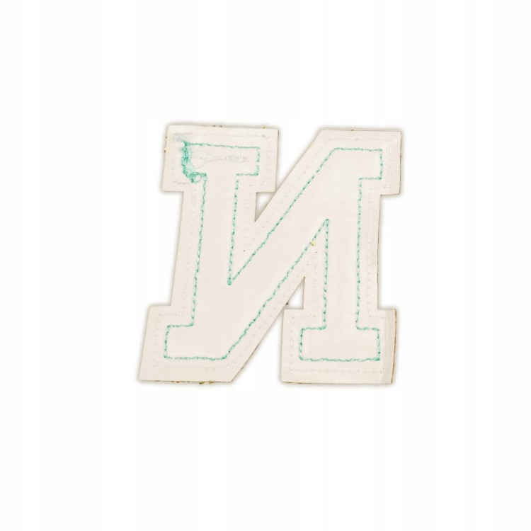 NASZYWKA Font LITERA N cyjanowa brokat błękitna