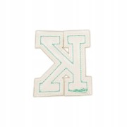 NASZYWKA LITERA K cyjanowa brokat błękitna Napis