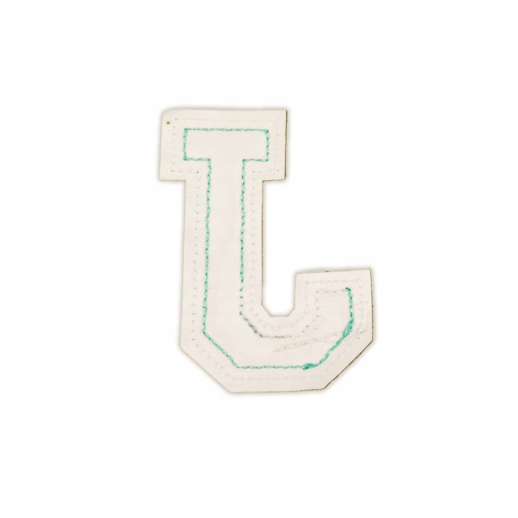 NASZYWKA LITERA J niebieska cyjan brokat zdobiona