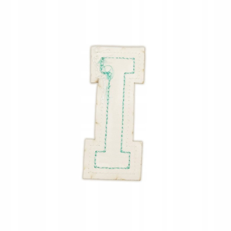 NASZYWKA LITERA I niebieska cyjan brokat Napis