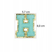 NASZYWKA LITERA H brokat niebieska cyjan Napis