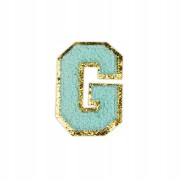 NASZYWKA LITERA G cyjanowa brokat niebieska Napis