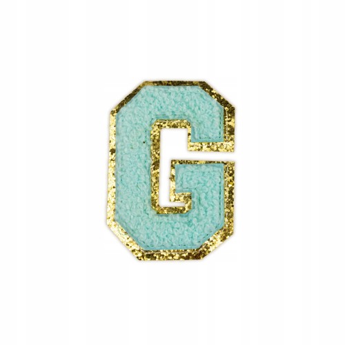 NASZYWKA LITERA G cyjanowa brokat niebieska Napis