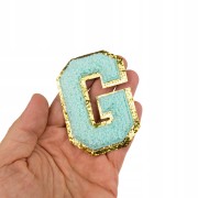 NASZYWKA LITERA G cyjanowa brokat niebieska Napis