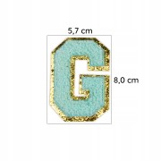 NASZYWKA LITERA G cyjanowa brokat niebieska Napis