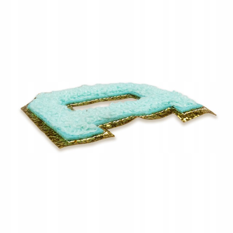 NASZYWKA duża LITERA D cyjan brokat niebieska