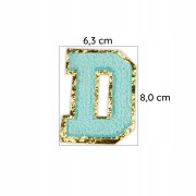 NASZYWKA duża LITERA D cyjan brokat niebieska