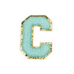 NASZYWKA duża niebieska LITERA C cyjan brokat