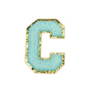 NASZYWKA duża niebieska LITERA C cyjan brokat