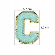 NASZYWKA duża niebieska LITERA C cyjan brokat