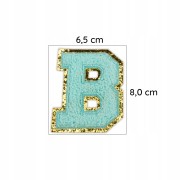 NASZYWKA duża niebieska LITERA B brokat cyjan