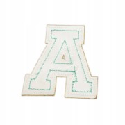 NASZYWKA duża LITERA A niebieska brokat cyjan