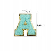 NASZYWKA duża LITERA A niebieska brokat cyjan