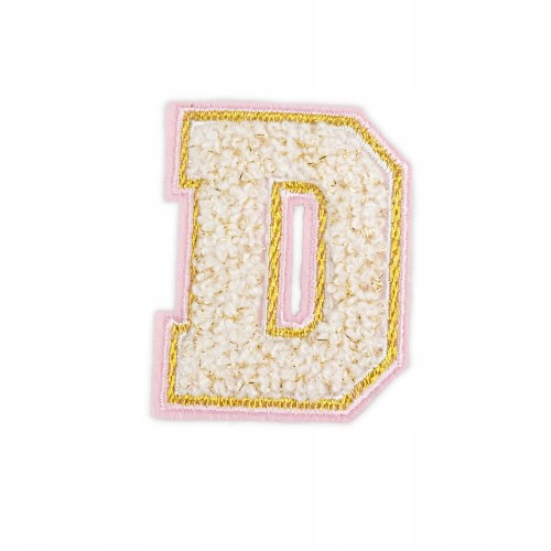 NASZYWKA duża haftowana LITERA D biała font napis