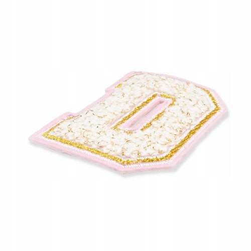 NASZYWKA duża haftowana LITERA D biała font napis