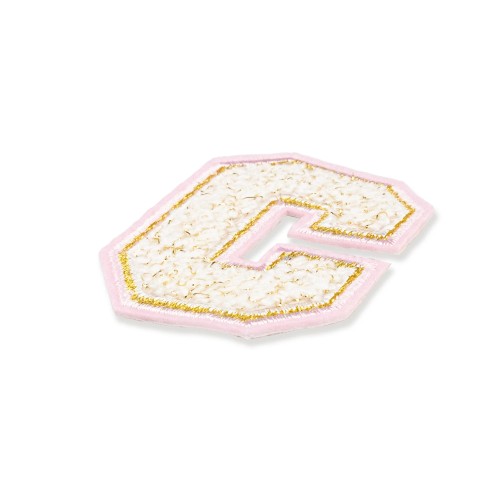 NASZYWKA duża haftowana LITERA C biała font napis