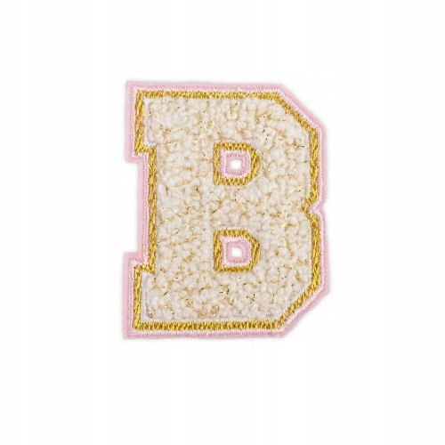 NASZYWKA duża haftowana LITERA B biała font napis