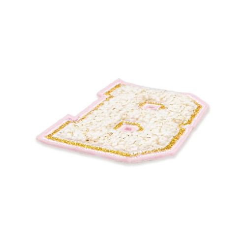 NASZYWKA duża haftowana LITERA B biała font napis