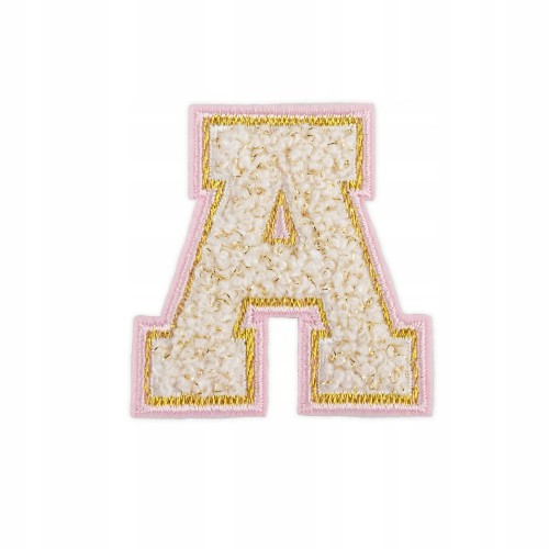 NASZYWKA duża haftowana LITERA A biała font napis