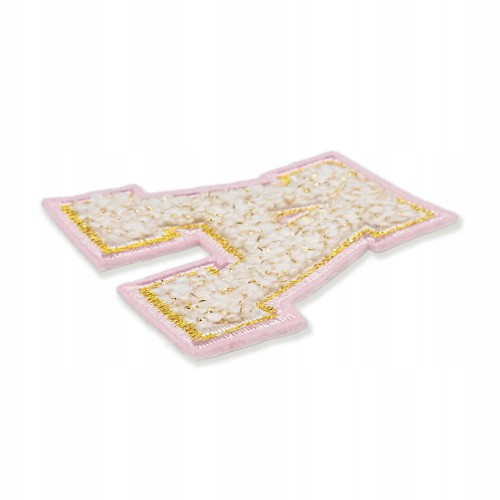 NASZYWKA duża haftowana LITERA A biała font napis