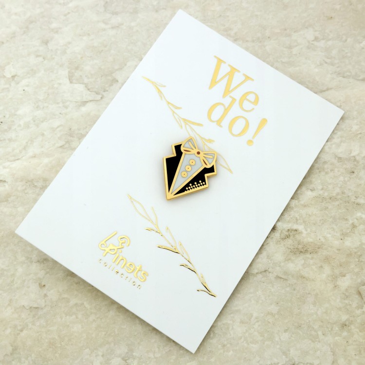 PINETS przypinka ślubna Mucha męska Prezent ślub