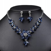 Zestaw Naszyjnik i kolczyki niebieskie Kwiatki