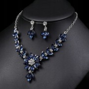 Zestaw Naszyjnik i kolczyki niebieskie Kwiatki