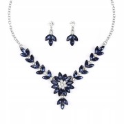 Zestaw Naszyjnik i kolczyki niebieskie Kwiatki