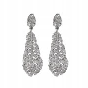 Zestaw Naszyjnik i kolczyki białe liście cyrkonie