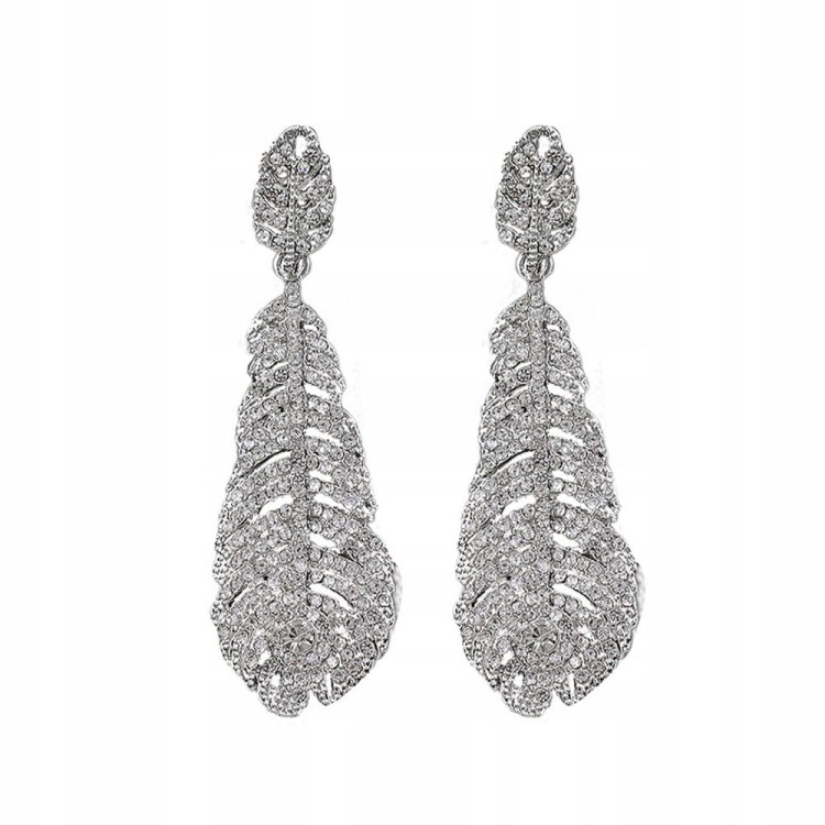 Zestaw Naszyjnik i kolczyki białe liście cyrkonie