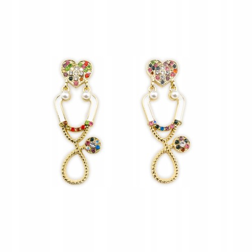 Kolczyki medyczne Stetoskop kolorowe Serce Miłość