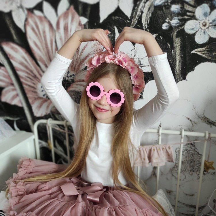 OKULARY przeciwsłoneczne dla dziecka różowe kwiaty