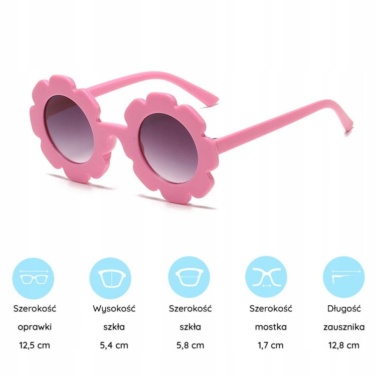 OKULARY przeciwsłoneczne dla dziecka różowe kwiaty