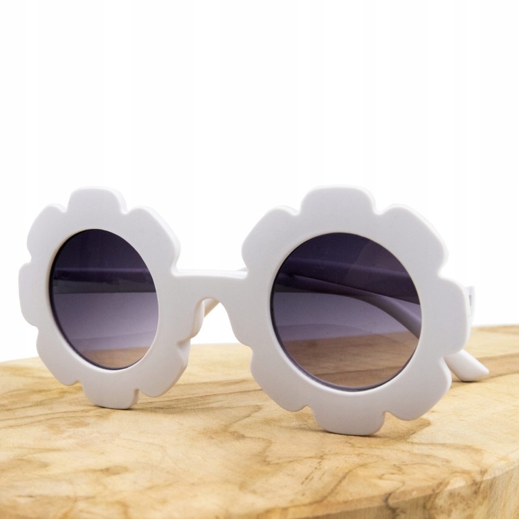 OKULARY przeciwsłoneczne dla dziecka białe Kwiatki