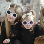 OKULARY przeciwsłoneczne dla dziecka białe Kwiatki