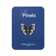 PINETS Broszka niebieski Motyl pozłacana 14K