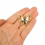 PINETS Broszka niebieski Motyl pozłacana 14K