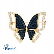 PINETS Broszka niebieski Motyl pozłacana 14K