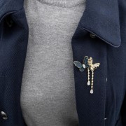 PINETS Broszka dwa Motyle łańcuszki pozłacana 14K