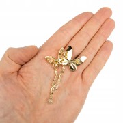 PINETS Broszka dwa Motyle łańcuszki pozłacana 14K