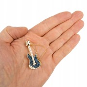 PINETS Broszka Gitara LOVE łańcuszek pozłacana 14K