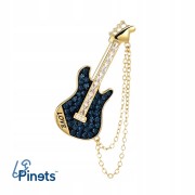 PINETS Broszka Gitara LOVE łańcuszek pozłacana 14K