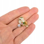 PINETS Broszka Ptaszek wróbelek pozłacana 14K