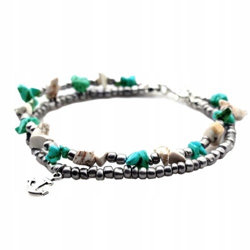 Bransoletka Kotwica Kamyczki koraliki Lato Plaża