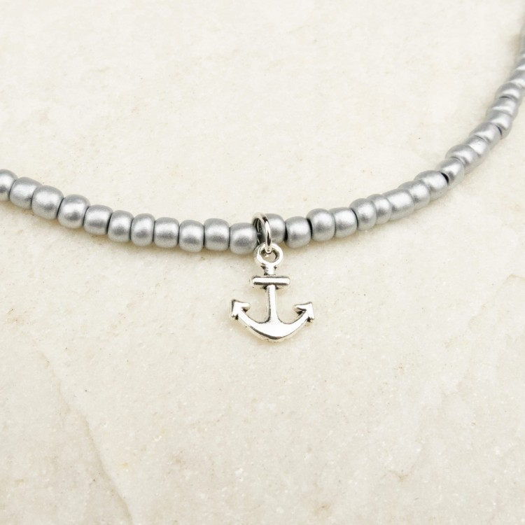 Bransoletka Kotwica Kamyczki koraliki Lato Plaża