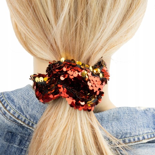 GUMKA do włosów Czerwona z cekinami Scrunchie