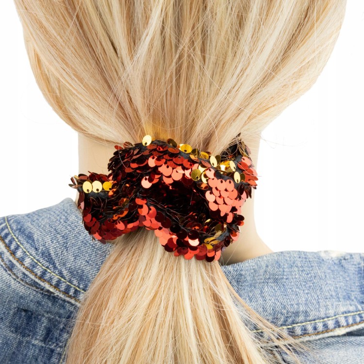 GUMKA do włosów Czerwona z cekinami Scrunchie