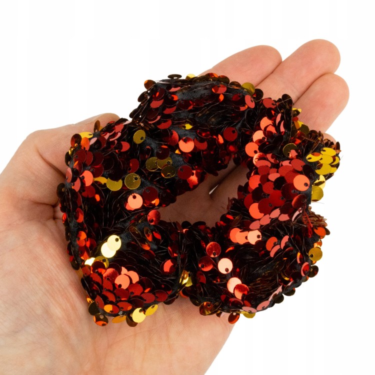 GUMKA do włosów Czerwona z cekinami Scrunchie