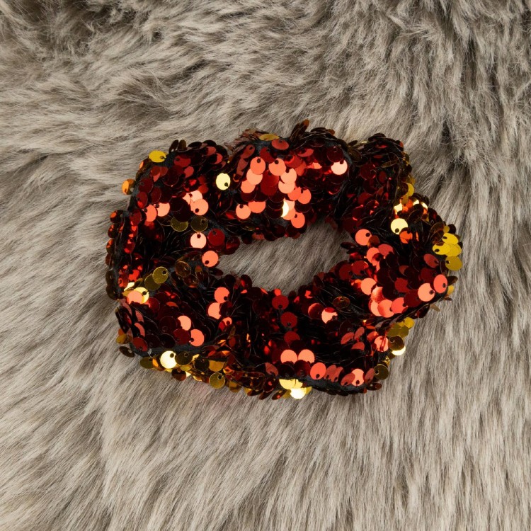 GUMKA do włosów Czerwona z cekinami Scrunchie