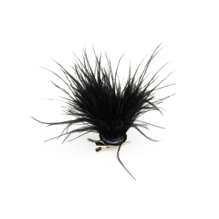 Broszka czarne Pióra strusie Zapinka do kapelusza